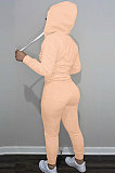 SUPER WHOLESALE | Coffee Wholesale Sports Women Long Sleeve Zipper Hoodie Bodycon Pants Solid Color Sets LML273-2