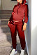Red Autumn Winter New Velvet Long Sleeve Hoodie Trousers Plain Color Sports Sets LML274-8