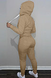 SUPER WHOLESALE | Black Wholesale Sports Women Long Sleeve Zipper Hoodie Bodycon Pants Solid Color Sets LML273-1