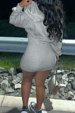 Grey Wholesale Cotton Preppy Long Sleeve Hoodie Mini Dress DN8639-1