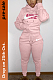 Women's Printed N.I.K.E Hoodie Top & Jogger Pants Set in Pink
