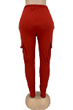 Yellow Modest New Double-Sided Velvet Solid Pocket Cargo Pants DN8637-1