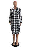 Yellow New Luxe Plaid Woolen Cloth Long Sleeve Lapel Neck Single-Breasted Long Jacket Coat H1749-2