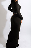 Pink Sexy Women's Ribber Long Sleeve Deep V Neck Collect Waist Plain Color For Party Maix Dress LY051-1