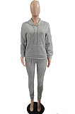 Pink Autumn Winter New Velvet Long Sleeve Hoodie Trousers Plain Color Sports Sets LML274-9