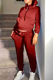 Grey Autumn Winter New Velvet Long Sleeve Hoodie Trousers Plain Color Sports Sets LML274-1