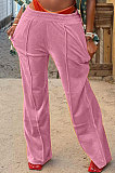 Dark Brown Simple Luxe Velvet Pure Color Casual Wide Leg Pants DN8638-1