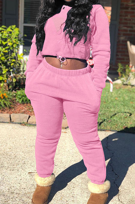 Black Modest New Cotton Hoody Tops Jogger Pants Plain Color Sets DN8643-4