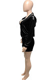 Pink Women Pure Color Tank Condole Belt Cardigan Korea Velvet Zipper Pocket Shorts Three Pieces Q976-1