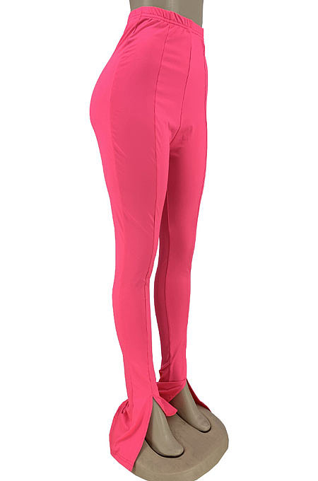 Yellow New Pure Color High Waist Flare Pants DN8640-2