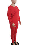 Black Women Long Sleeve Round Collar Pure Color Pants Sets LD86311-3