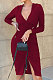 Wine Red Wholesale Casual Long Sleeve Deep V Neck Ruffle Slit Hooded Dress WY6854-1