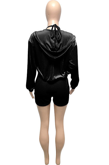Pink Women Pure Color Tank Condole Belt Cardigan Korea Velvet Zipper Pocket Shorts Three Pieces Q976-1