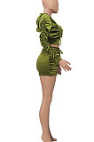 Pink Women Cardigan Short Crop Ruffle Korea Velvet Solid Color Zipper Shorts Sets Q975-1