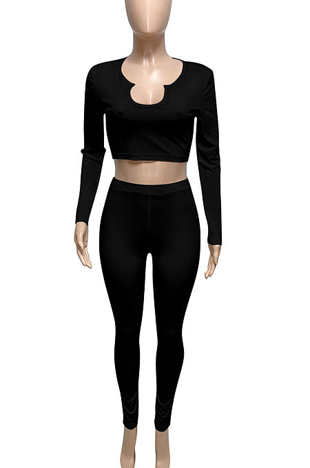 White Women Ribber V Collar Long Sleeve Solid Color Bodycon Jumpsuits Pants Sets Q979-1