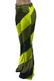 Lake Blue Modest New Matching Color Spliced Flare Pants SZS1002-1