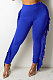 Bright Blue Women Fashion Solid Color Sexy Tassel Mid Waist Long Pants WMZ2683-4