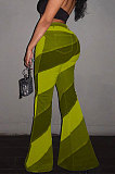 Lake Blue Modest New Matching Color Spliced Flare Pants SZS1002-1