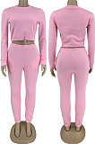 Coffee Modest New Cotton Hoody Tops Jogger Pants Plain Color Sets DN8643-2
