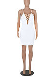 Pink Euramerican Backless Sexy Condole Belt Tied Hollow Out Mid Waist Tight Mini Dress WMZ2681-2