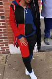 Yellow Wholesale New Multicolor Spliced Long Sleeve Zip Hoodie Jogger Pants Sport Sets W8358-1
