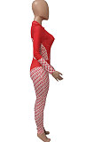 Black Women Contrast Color Positioning Printing High Waist Bodycon Jumpsuits Q967-2