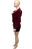 Pink Women Pure Color Tank Condole Belt Cardigan Korea Velvet Zipper Pocket Shorts Three Pieces Q976-1