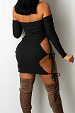 Dark Brown Night Club Sexy Ribber Halter Neck Bandage Hollow Out Hip Dress HH88989-2
