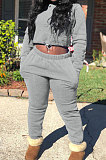 Coffee Modest New Cotton Hoody Tops Jogger Pants Plain Color Sets DN8643-2