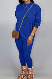 Yellow Women Long Sleeve Round Collar Pure Color Pants Sets LD86311-2
