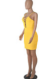 Pink Euramerican Backless Sexy Condole Belt Tied Hollow Out Mid Waist Tight Mini Dress WMZ2681-2
