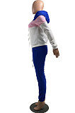 Red Casual  Preppy Thicken Spliced Long Sleeve Hoodie Tops Jogger Pants Sport Sets W8359-2