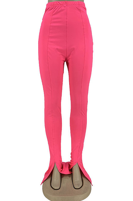 Rose Red New Pure Color High Waist Flare Pants DN8640-1