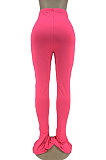 Rose Red New Pure Color High Waist Flare Pants DN8640-1