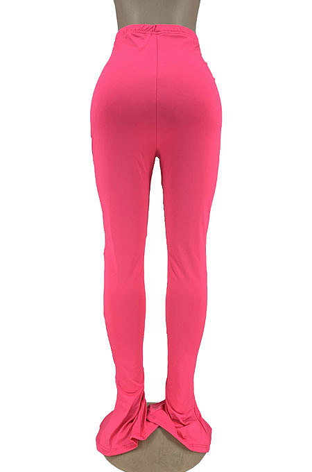Rose Red New Pure Color High Waist Flare Pants DN8640-1