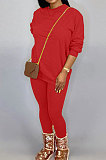 Yellow Women Long Sleeve Round Collar Pure Color Pants Sets LD86311-2