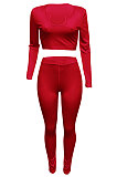 White Women Ribber V Collar Long Sleeve Solid Color Bodycon Jumpsuits Pants Sets Q979-1