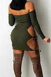 Dark Brown Night Club Sexy Ribber Halter Neck Bandage Hollow Out Hip Dress HH88989-2