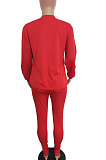 Black Women Long Sleeve Round Collar Pure Color Pants Sets LD86311-3