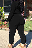 Coffee Modest New Cotton Hoody Tops Jogger Pants Plain Color Sets DN8643-2