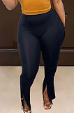 Black New Pure Color High Waist Flare Pants DN8640-3