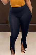 Black New Pure Color High Waist Flare Pants DN8640-3