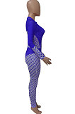 Red Women Contrast Color Positioning Printing High Waist Bodycon Jumpsuits Q967-1