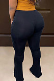 Rose Red New Pure Color High Waist Flare Pants DN8640-1