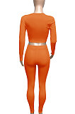 White Women Ribber V Collar Long Sleeve Solid Color Bodycon Jumpsuits Pants Sets Q979-1