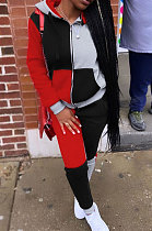 Grey Wholesale New Multicolor Spliced Long Sleeve Zip Hoodie Jogger Pants Sport Sets W8358-2