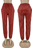 Black Luxe Simple Pu Leather Casual Pencil Pants DN8642-3