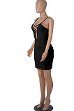 Pink Euramerican Backless Sexy Condole Belt Tied Hollow Out Mid Waist Tight Mini Dress WMZ2681-2