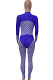 Red Women Contrast Color Positioning Printing High Waist Bodycon Jumpsuits Q967-1