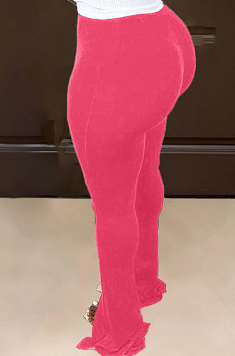 Rose Red New Pure Color High Waist Flare Pants DN8640-1